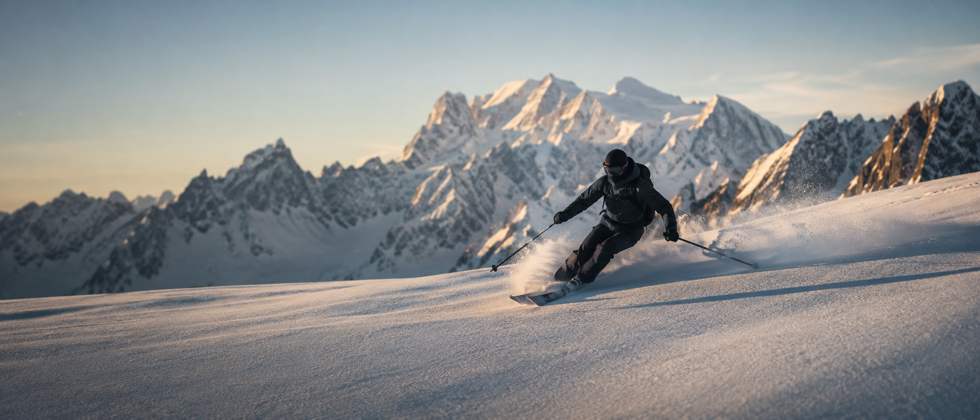 Marque de ski en montagne, ambiance Alpes